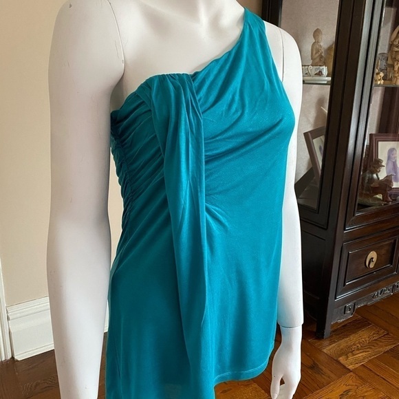 Velvet One Shoulder Top Blue - Picture 2 of 7